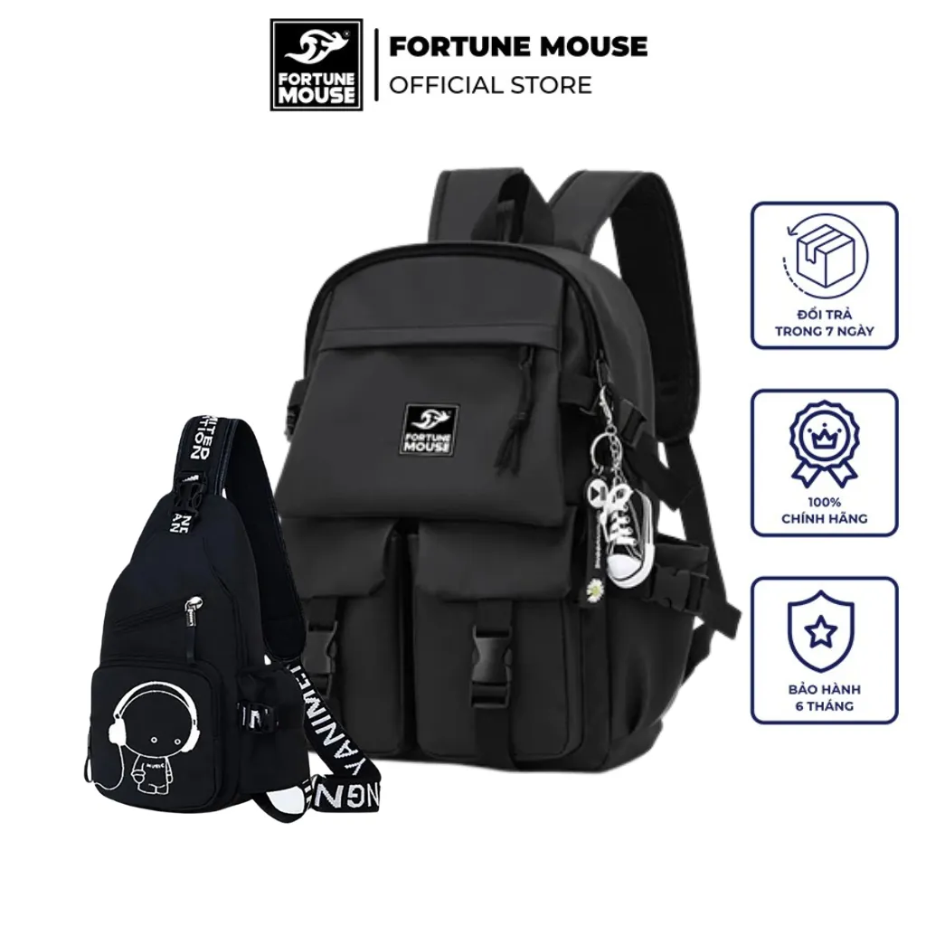 Ảnh COMBO: Balo Fortune Mouse laptop B188 + Túi Đeo chéo Hàn Quốc 012 (không kèm móc khóa) 1