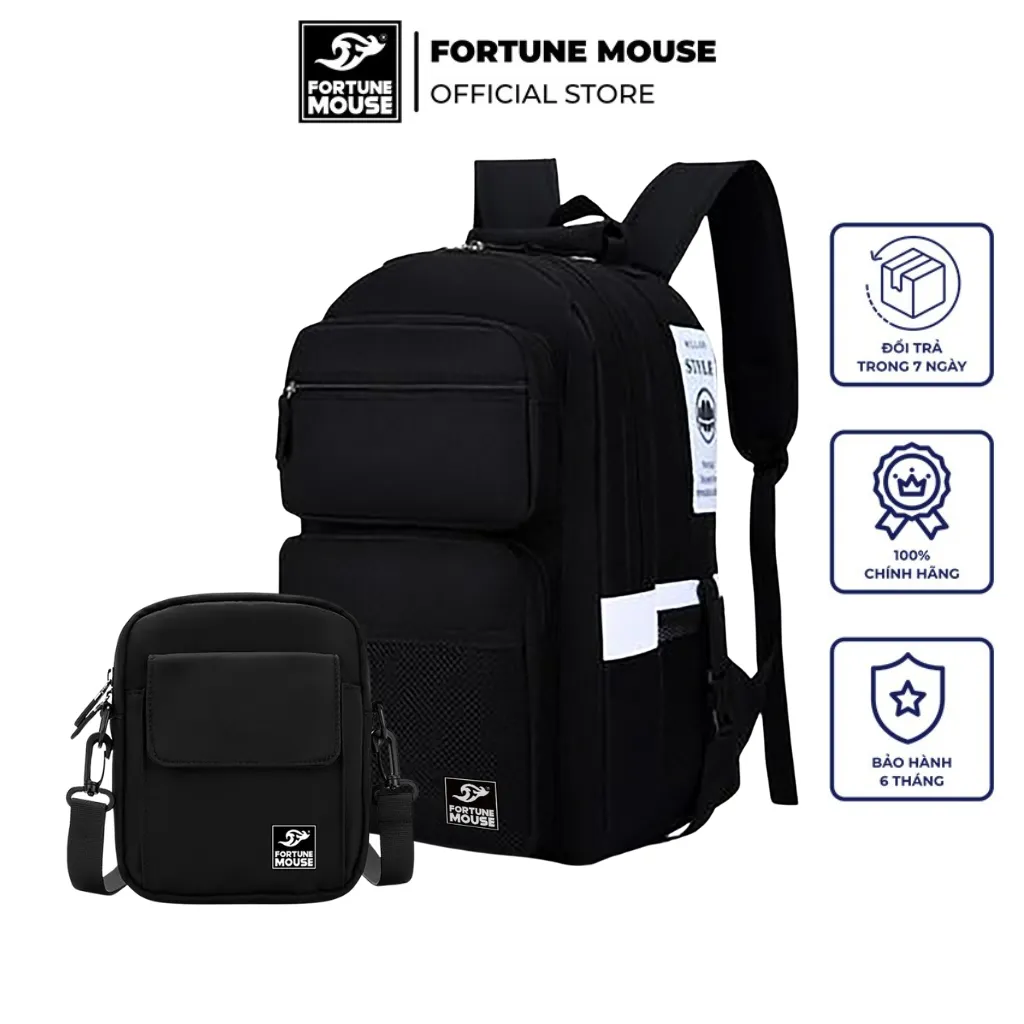 Ảnh COMBO: Balo laptop dạng hộp đựng laptop 16inch Fortune Mouse B184+ Túi đeo chéo FV1 3