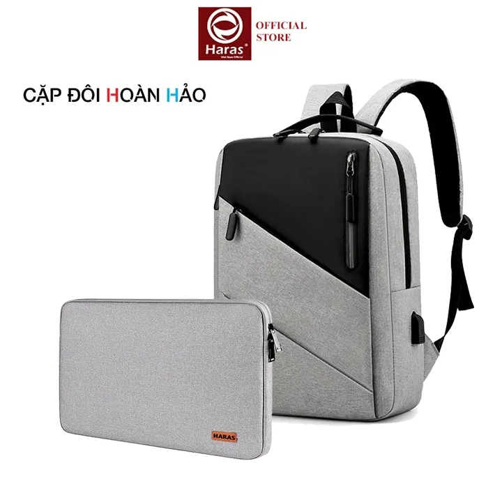Combo Balo Laptop Sạc USB & Túi Chống Sốc HARAS HR298TC001 - Bảo Vệ Toàn Diện, Giá Sốc 209K