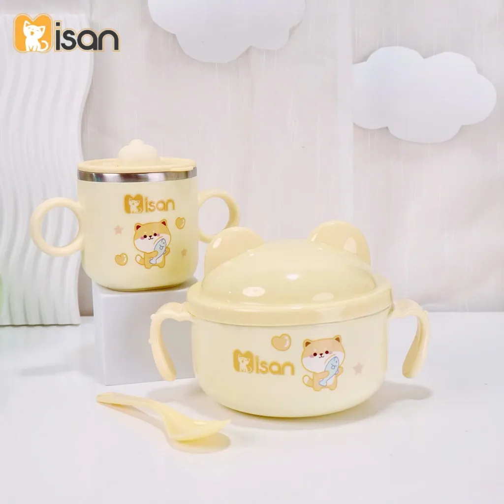 Ảnh Combo Bát ăn dặm kèm thìa và Cốc ăn dặm giữ nhiệt KidAndMom Misan cao cấp cho bé 4