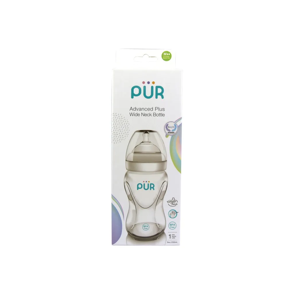 Ảnh Combo Bình sữa cổ rộng Pur Advanced Plus 250ml (có sẵn núm M 3-6th) + núm lẻ size L 2