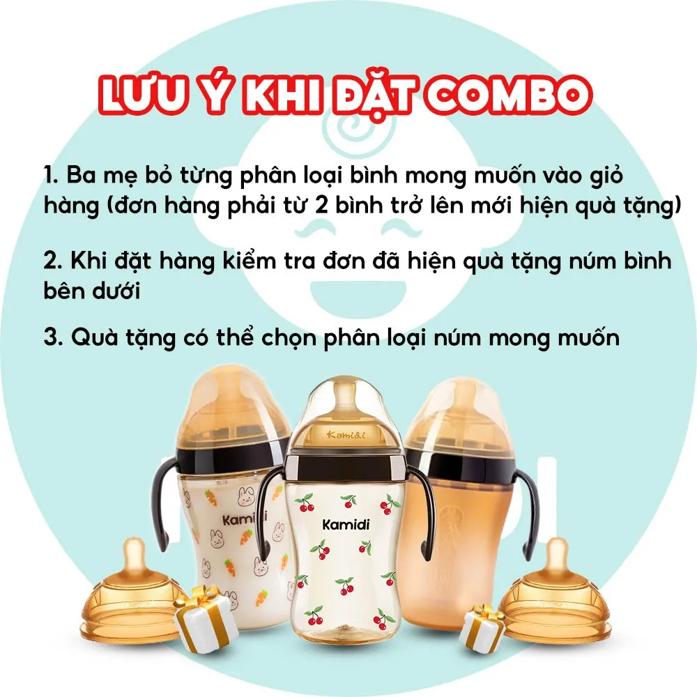 Ảnh Combo Bình Sữa Kamidi Cho Bé Chống Sặc Và Đầy Hơi Hiệu Quả Giúp Bé Ti Được Ở Mọi Tư Thế 2