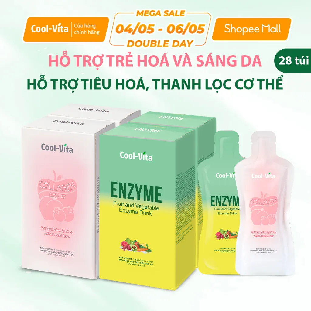 Ảnh Combo Bộ 2 Hộp Collagen Uống Hỗ Trợ Trẻ Hóa Sáng Da & 2 Hộp Nước Uống Bổ Sung Enzyme Hỗ Trợ Tiêu Hoá, Thanh Lọc Cơ Thể 1