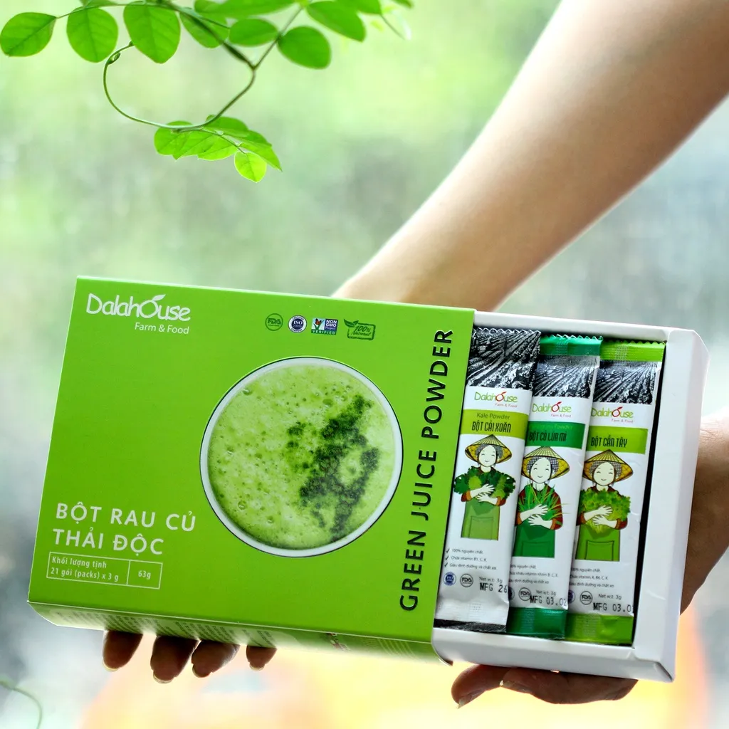 Ảnh Combo bột rau thải độc nguyên chất Dalahouse công nghệ sấy lạnh tiêu chuẩn Châu Âu hộp 21 gói x 3 gr 1