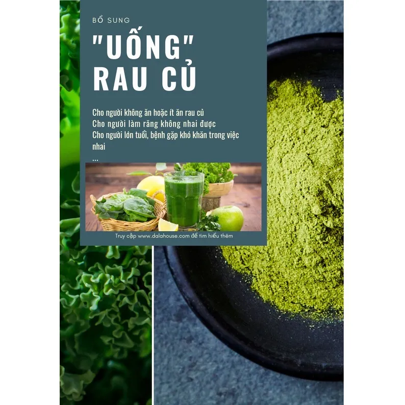 Ảnh Combo bột rau thải độc nguyên chất Dalahouse công nghệ sấy lạnh tiêu chuẩn Châu Âu hộp 21 gói x 3 gr 3