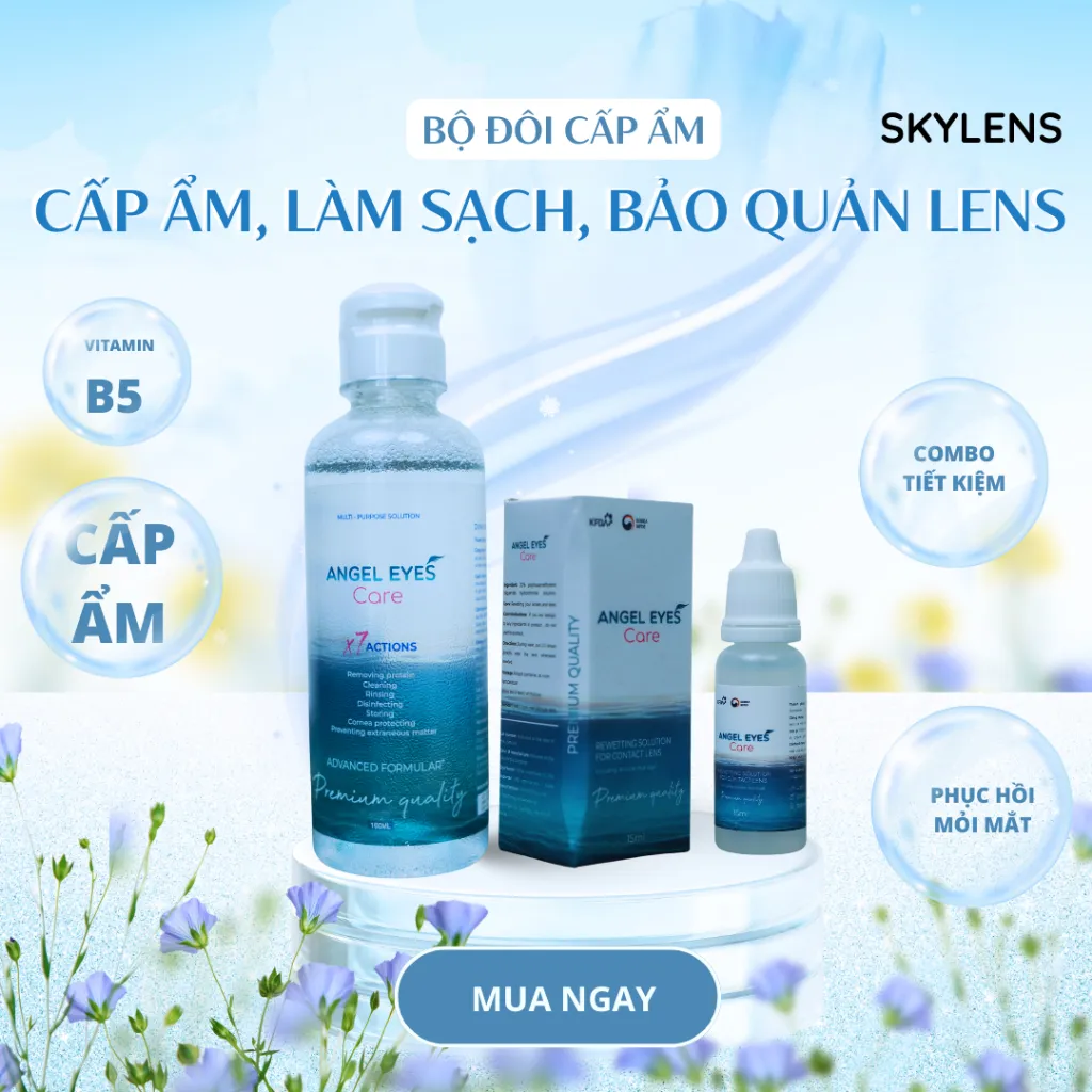 Ảnh Combo cấp ẩm kính áp tròng Nước ngâm(150 ml), Nhỏ mắt (15ml)  Sky Contact Lens (Tặng khay và dụng cụ) 4