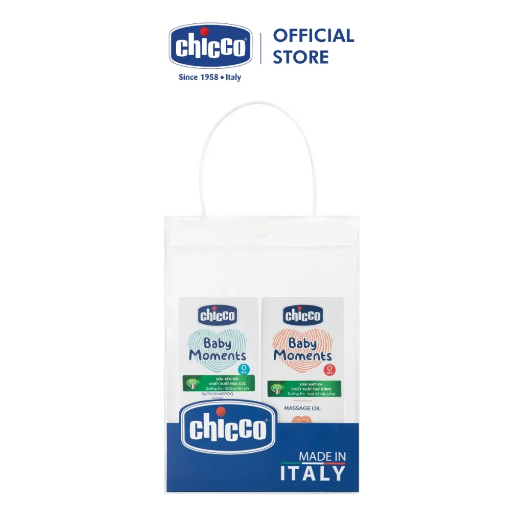Ảnh Combo Chicco mềm mịn 6 (Sữa tắm gội Hoa cúc 200ml & Dầu mát-xa Hạt Bông) 1