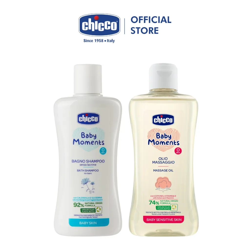 Ảnh Combo Chicco mềm mịn 6 (Sữa tắm gội Hoa cúc 200ml & Dầu mát-xa Hạt Bông) 2