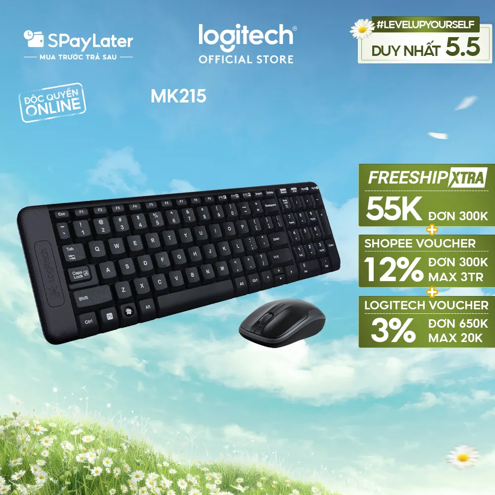 Ảnh Combo chuột phím không dây Logitech MK215 - nhỏ gọn, có phím số, 1 đầu thu USB 1