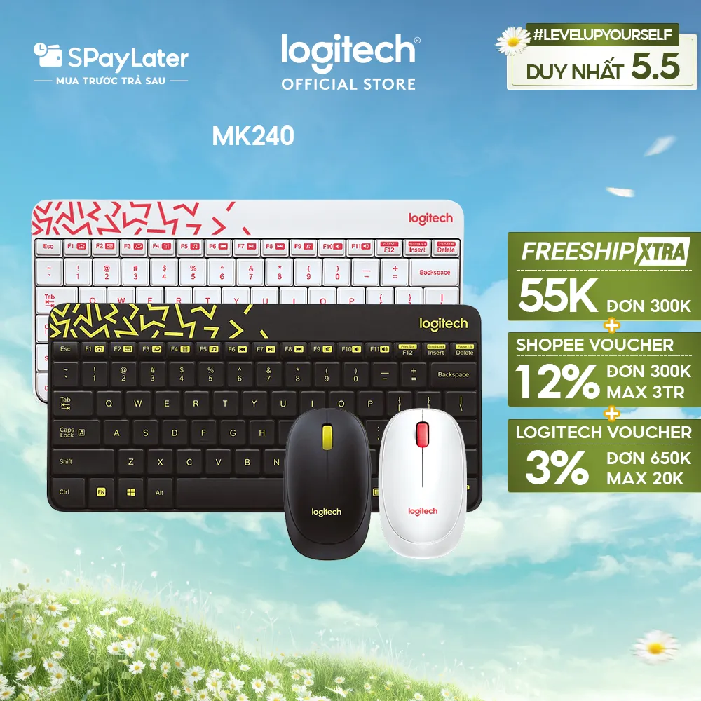 Ảnh Combo chuột phím không dây Logitech MK240 - nhỏ gọn, 1 đầu thu USB, pin lâu 1