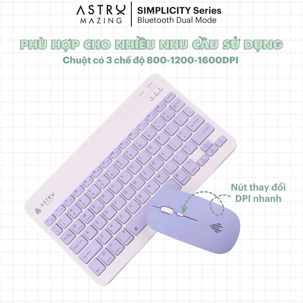 Ảnh Combo chuột và bàn phím AstroMazing bluetooth không dây size mini cho máy tính bảng, tablet 2