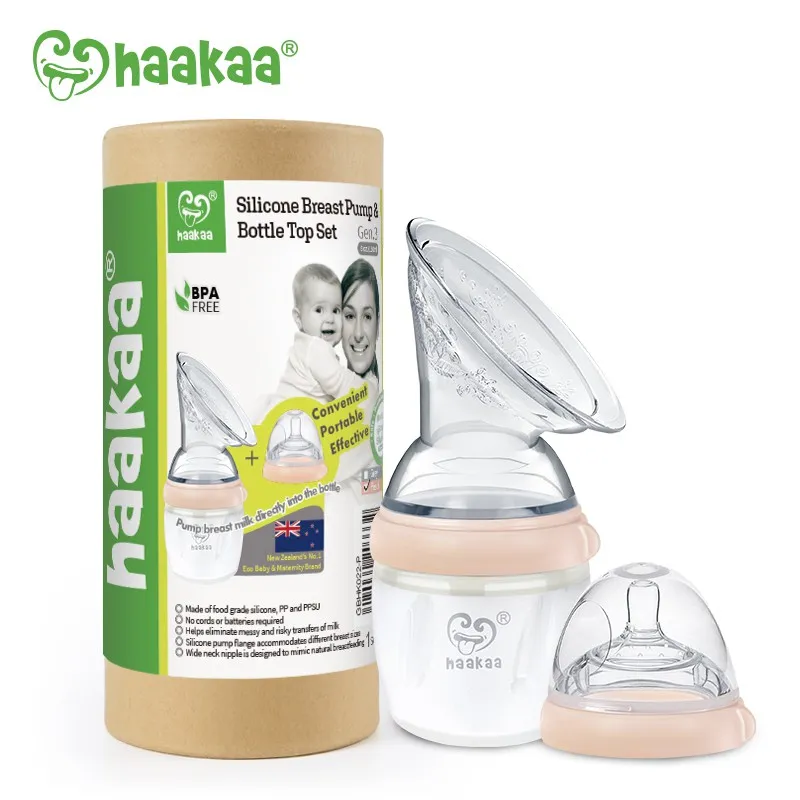 Ảnh Combo cốc hứng sữa Gen.3 160ml kèm núm ti size S Haakaa. Chất liệu silicone cao cấp, an toàn. Không BPA, PVC, phthalate 1
