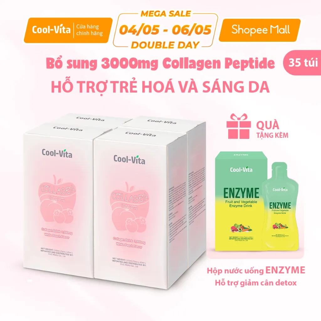 Ảnh Combo Collagen Uống Hỗ Trợ Trẻ Hóa Sáng Da & Enzyme Uống Hỗ Trợ Tiêu Hoá, Thanh Lọc Cơ Thể Coolvita 1