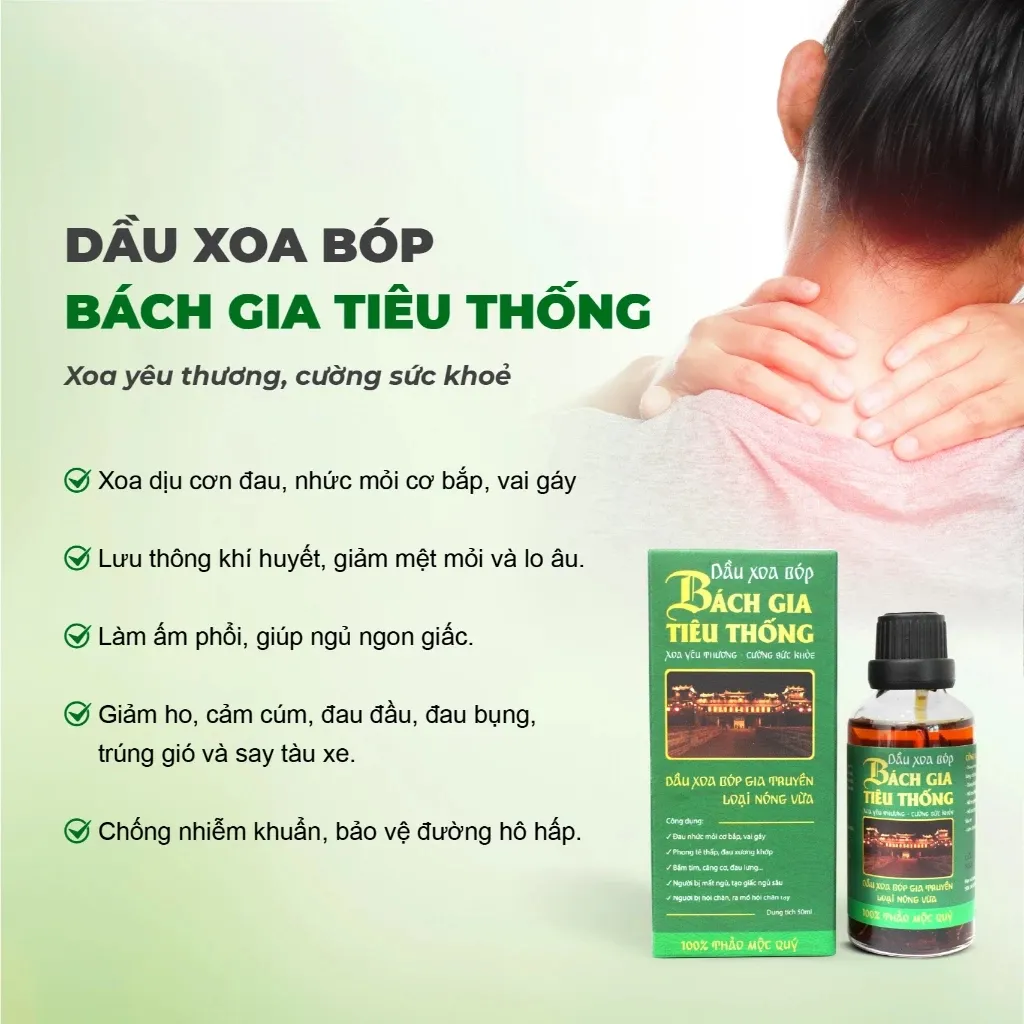 Ảnh Combo dầu nóng xoa bóp thảo dược Bách gia tiêu thống (Nóng vừa) 50ml, Giảm đau nhức mỏi cơ thể 3