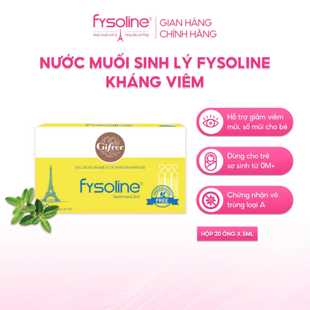 Ảnh Combo Fysoline Vàng 20 Ống + Xanh 20 Ống Hỗ Trợ Giảm Viêm Mũi, Sổ Mũi Cho Bé 3