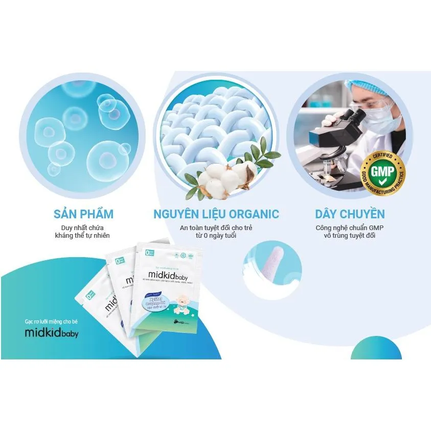 Ảnh Combo gạc rơ lưỡi Midkid Baby cho bé sơ sinh giúp làm sạch lưỡi, nướu và khoang miệng, an toàn, đạt tiêu chuẩn ISO 5 sao 3