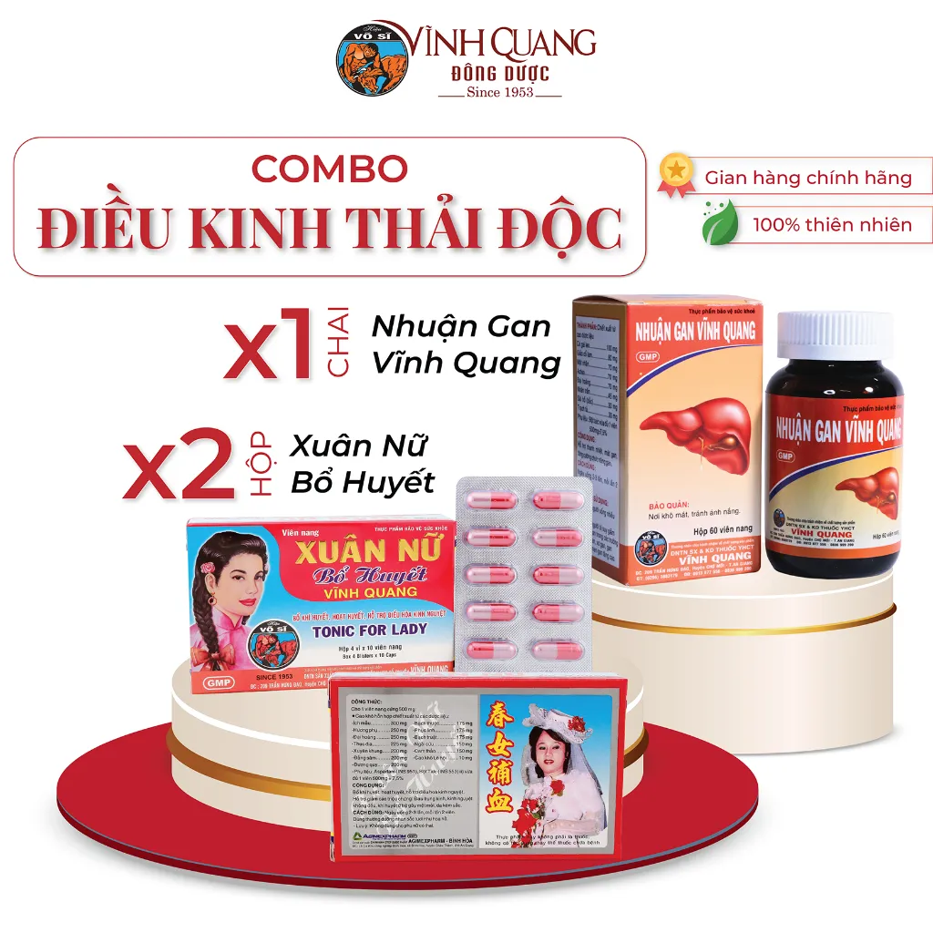Ảnh Combo Điều Kinh Thải Độc VĨNH QUANG - Bổ huyết, Mát gan chăm sóc cho Phụ Nữ - Viên nang không đường 1