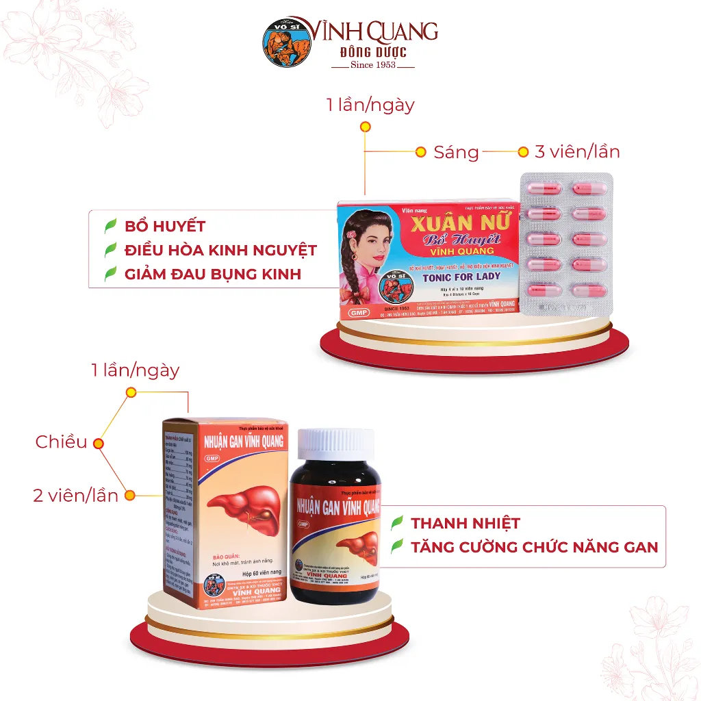 Ảnh Combo Điều Kinh Thải Độc VĨNH QUANG - Bổ huyết, Mát gan chăm sóc cho Phụ Nữ - Viên nang không đường 2