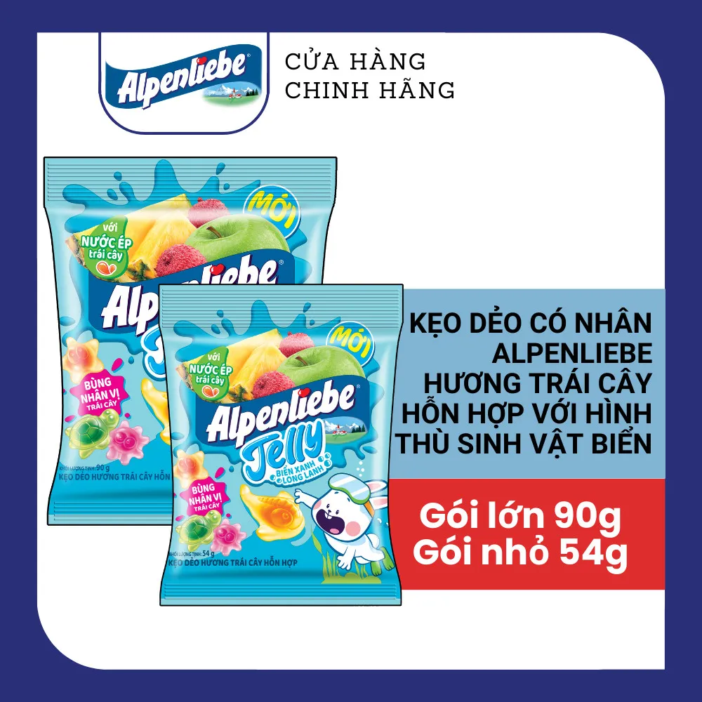 Ảnh COMBO Kẹo dẻo có nhân Alpenliebe hương trái cây hỗn hợp Biển Xanh Long Lanh, Ong Óng Ánh và Tim Đào Ngọt Ngào 4