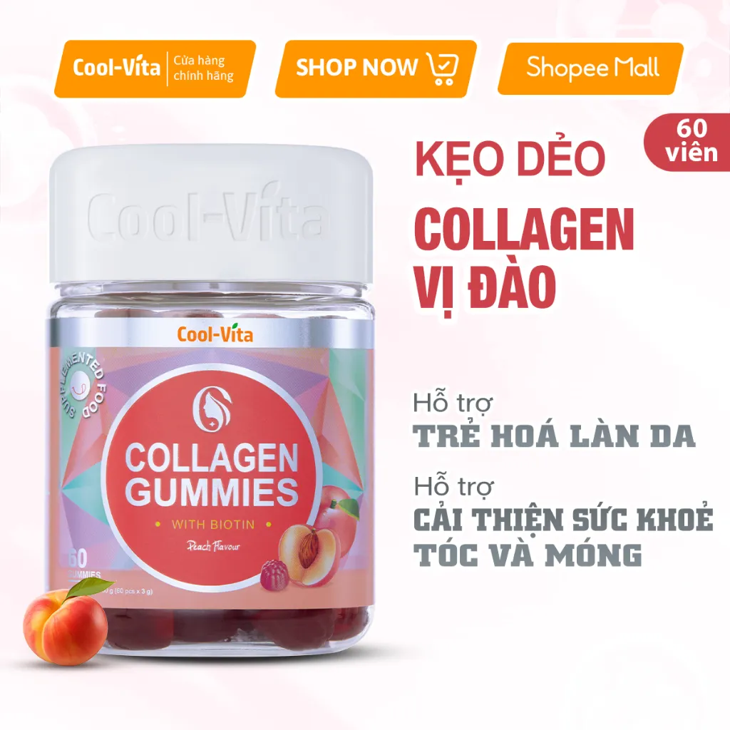 Ảnh Combo Kẹo Dẻo Collagen Hỗ Trợ Trẻ Hóa Sáng Da & Kẹo Dẻo Giấm Táo Hỗ Trợ Tiêu Hóa CoolVita (60 viên x 3g)/hộp 2