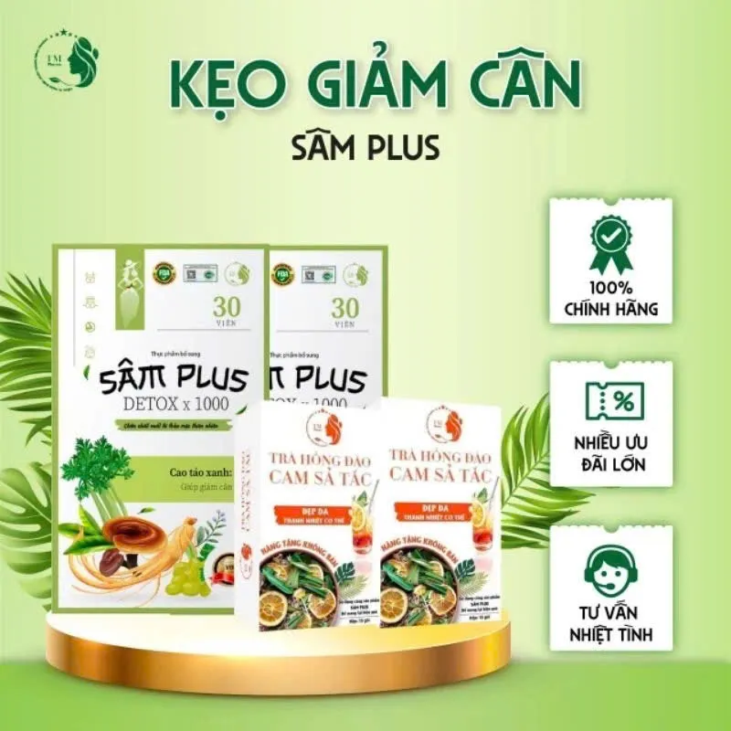 Ảnh ComBo Kẹo giảm cân Sâm Plus, Combo Sâm Trà Detox x1000, giảm cân, giảm mỡ bụng, đốt chất béo, thải độc tố 1