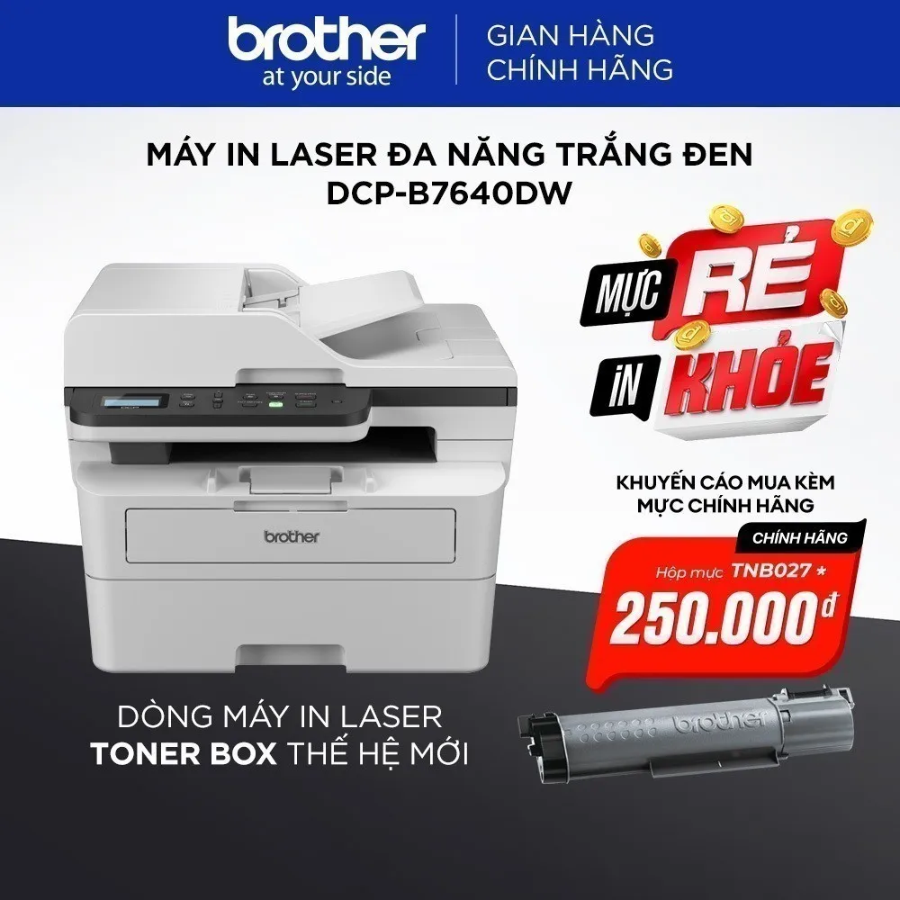 Ảnh Combo Máy in laser đa năng trắng đen DCP-B7640DW + Mực in trắng đen TNB027 3