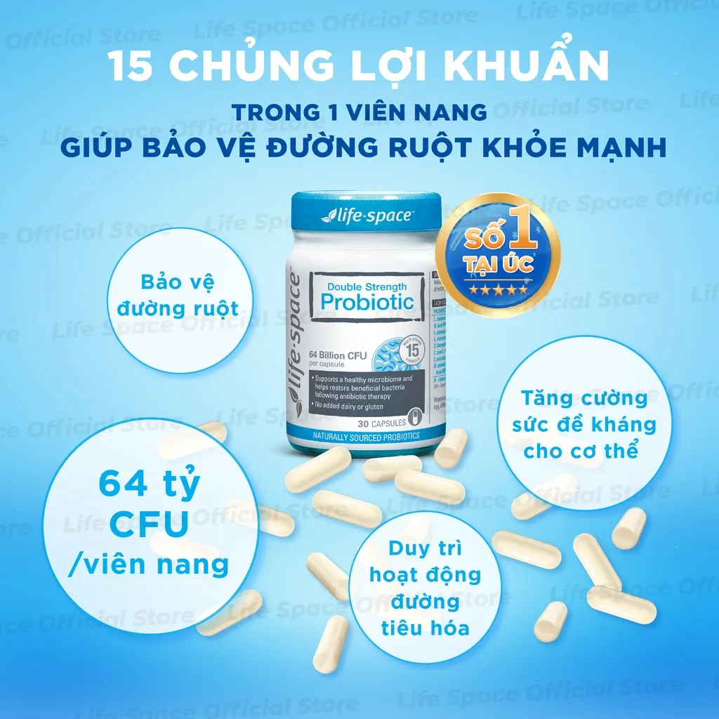Ảnh Combo Men vi sinh Life Space Shape B420 60 viên và Double Strength Probiotic 30 viên Prebiotic 4