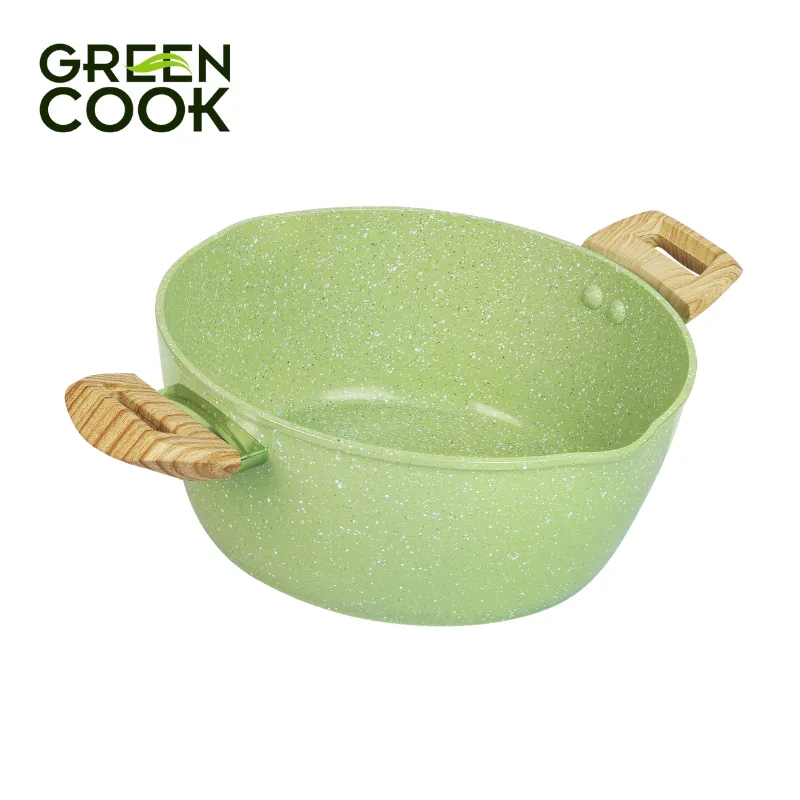 Ảnh Combo nồi và chảo men đá chống dính PFOA free 20cm miệng rót Green Cook 231-20cm 2