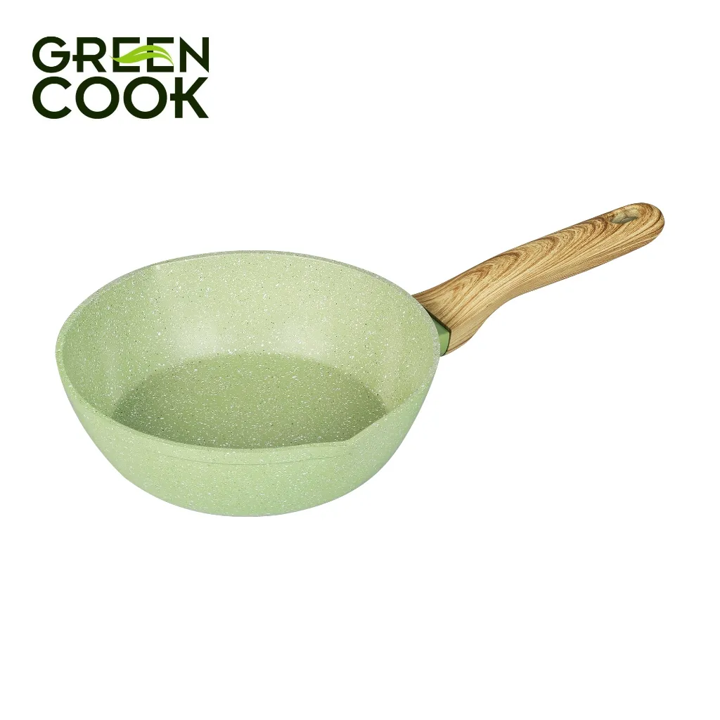 Ảnh Combo nồi và chảo men đá chống dính PFOA free 20cm miệng rót Green Cook 231-20cm 4