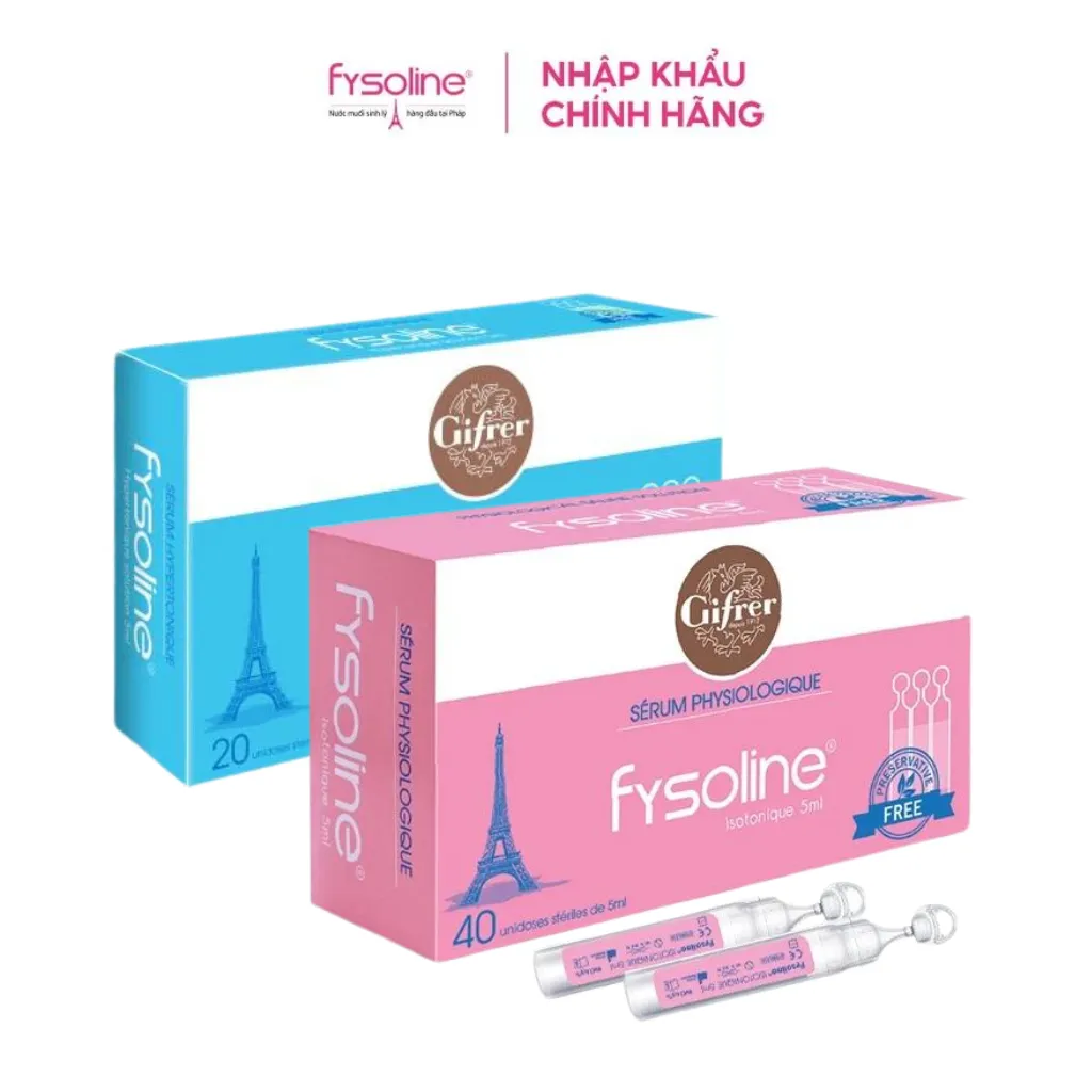 Ảnh Combo Nước muối sinh lý FYSOLINE Hồng 40 ống x 5ml và Xanh 20 ống x 5ml vệ sinh mắt, mũi, miệng hàng ngày cho bé 2