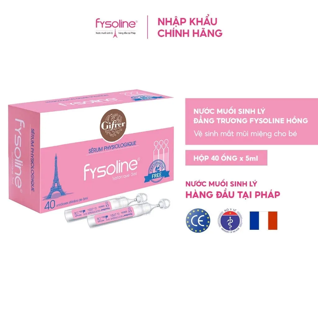 Ảnh Combo Nước muối sinh lý FYSOLINE Hồng 40 ống x 5ml và Xanh 20 ống x 5ml vệ sinh mắt, mũi, miệng hàng ngày cho bé 3