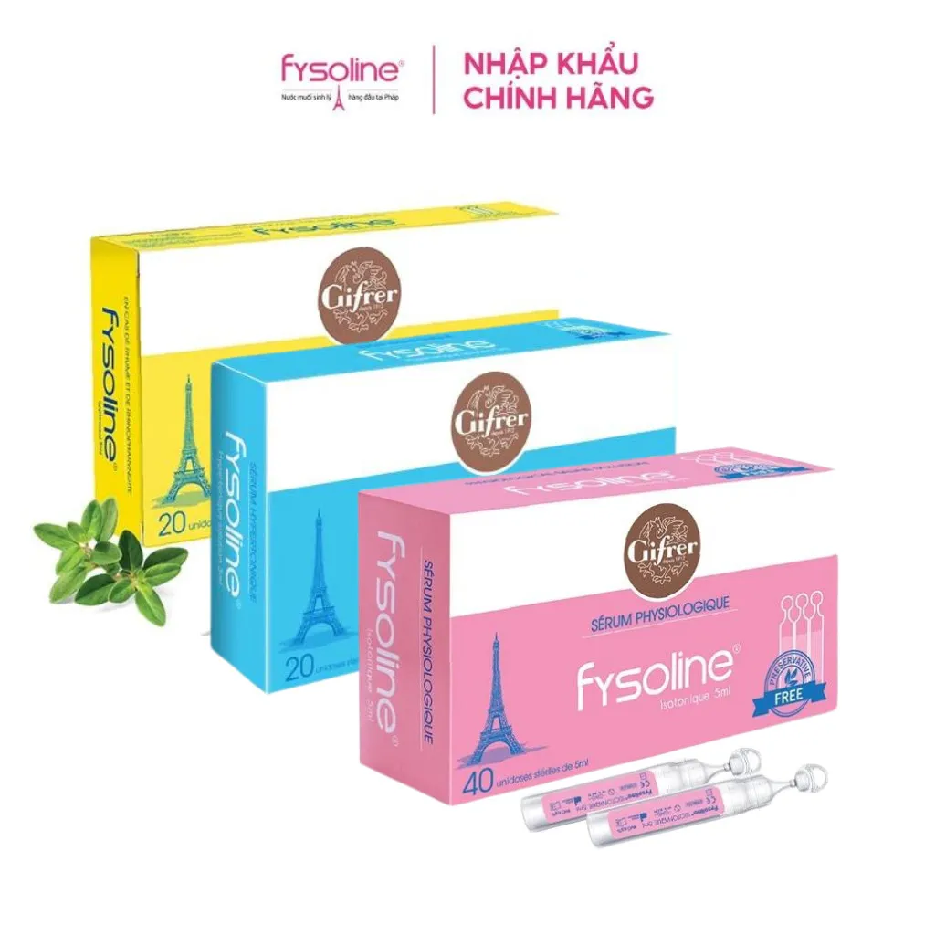 Ảnh Combo Nước muối sinh lý FYSOLINE Hồng 40 ốngx5ml, Xanh 20 ốngx5ml và Vàng 20 ốngx5ml vệ sinh mắt, mũi, miệng hàng ngày 1
