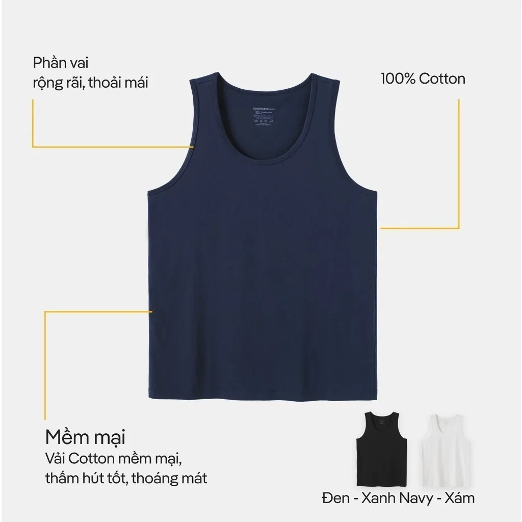 Ảnh Combo Pack 3 Áo ba lỗ Coolmate Basics Coolmate [Không đổi trả] 1