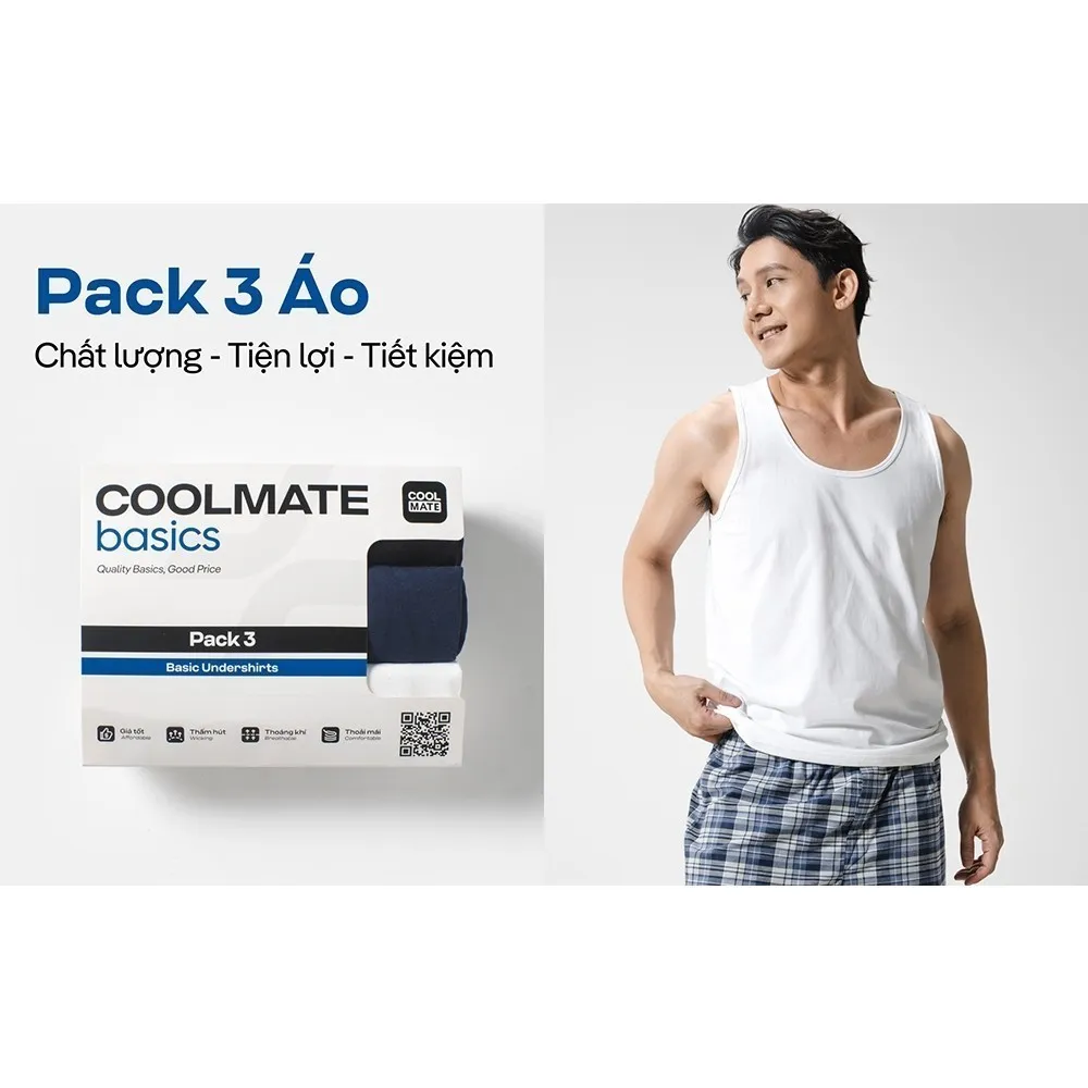 Ảnh Combo Pack 3 Áo ba lỗ Coolmate Basics Coolmate [Không đổi trả] 2