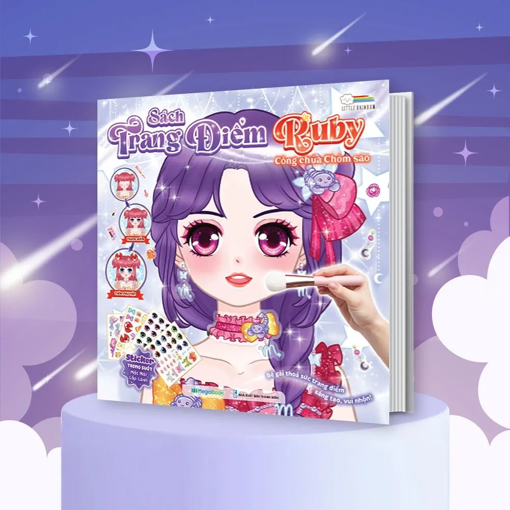 Ảnh Combo Sách trang điểm công chúa Lily, Daisy, Mia, Nami, Ruby (5 cuốn) - (Tô màu và bóc dán hơn 500+ stickers) cho bé gái 3