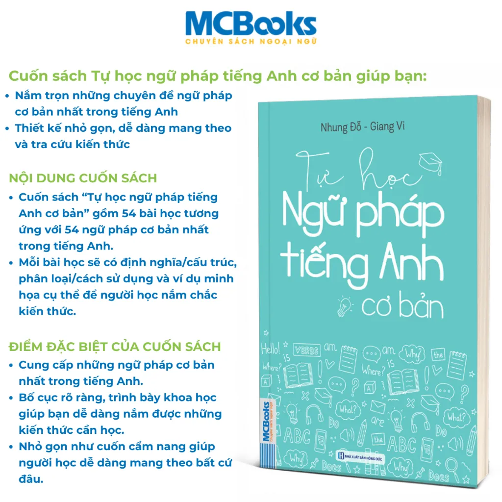 Ảnh Combo Sách - Tự Học Ngữ Pháp tiếng Anh cơ bản + 2000 Từ Vựng - MCBooks - Khổ nhỏ cầm tay 2
