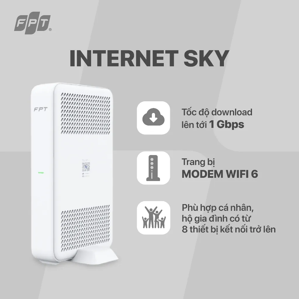 Ảnh Combo SKY F2 - Modem Wifi 6 Thế hệ mới & Gói Wifi 1 Gbps & Truyền hình Max FPT Play 1