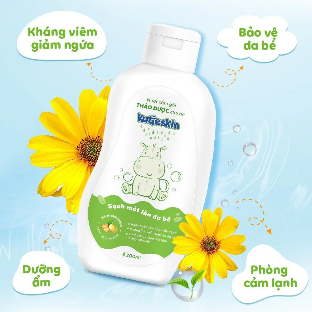 Ảnh Combo Sữa tắm gội và Nước tắm gội thảo dược cho bé Kutieskin - KKT01, STK01 3