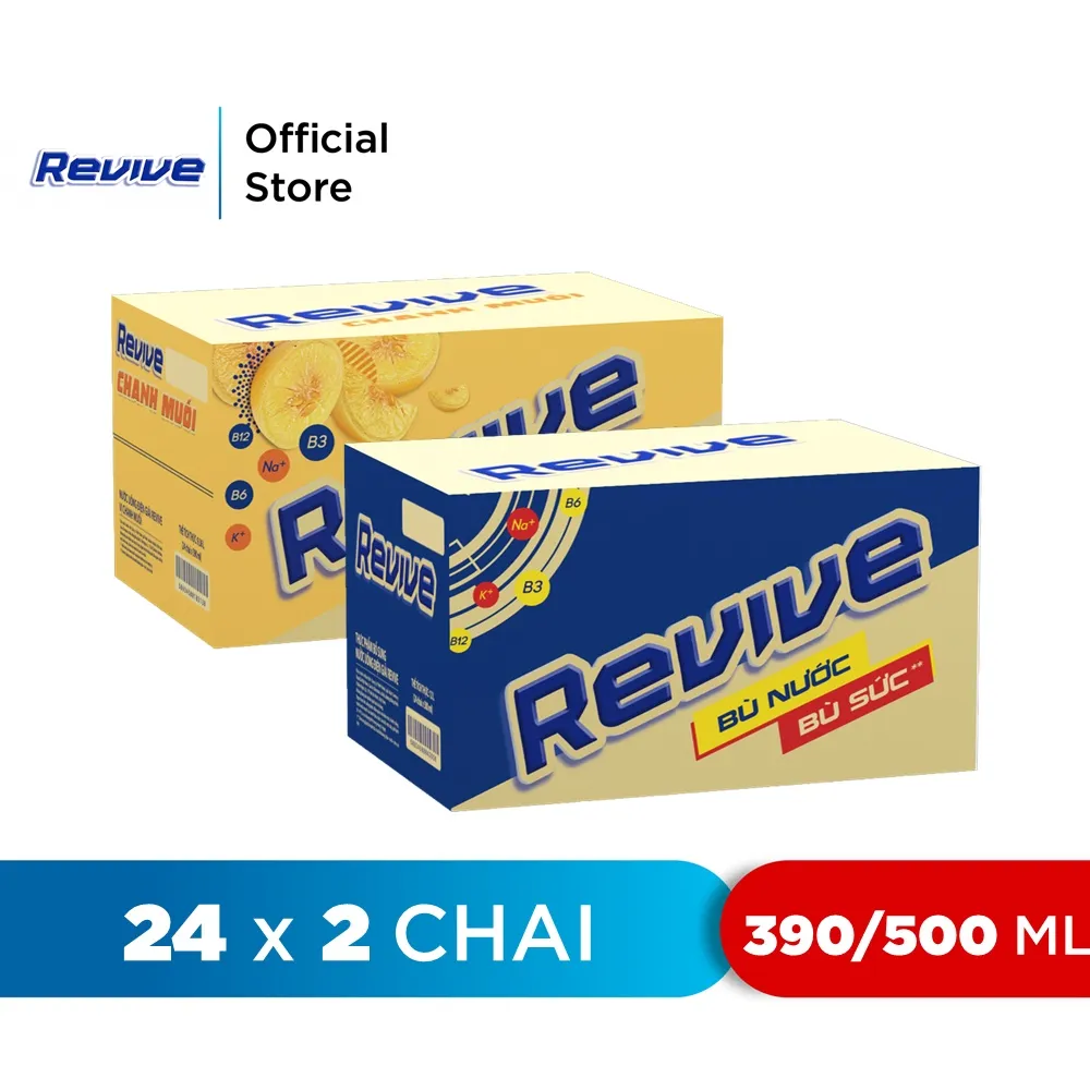 Ảnh Combo Thùng 24 Chai Revive (500ml/chai) và Thùng 24 Chai Revive Chanh Muối (390ml/chai) 1