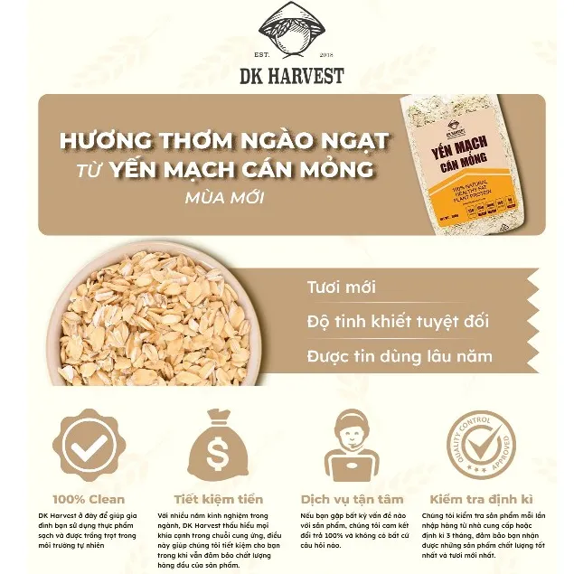 Ảnh COMBO TIẾT KIỆM (1kg-3kg) Yến Mạch Cán Dẹt 0.9mm DK Harvest -Nhập Khẩu Úc | Ngũ Cốc Dinh Dưỡng, Hỗ Trợ Giảm Cân 3