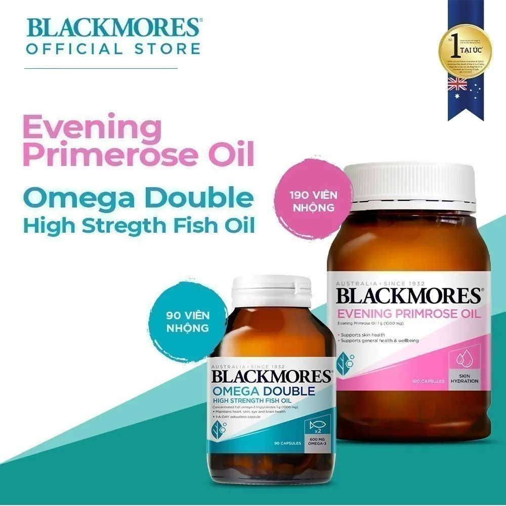 Ảnh Combo Tinh Dầu Hoa Anh Thảo Blackmores Evening Primrose Oil và Viên Uống Dầu Cá Blackmores Double Omega High Strength 1