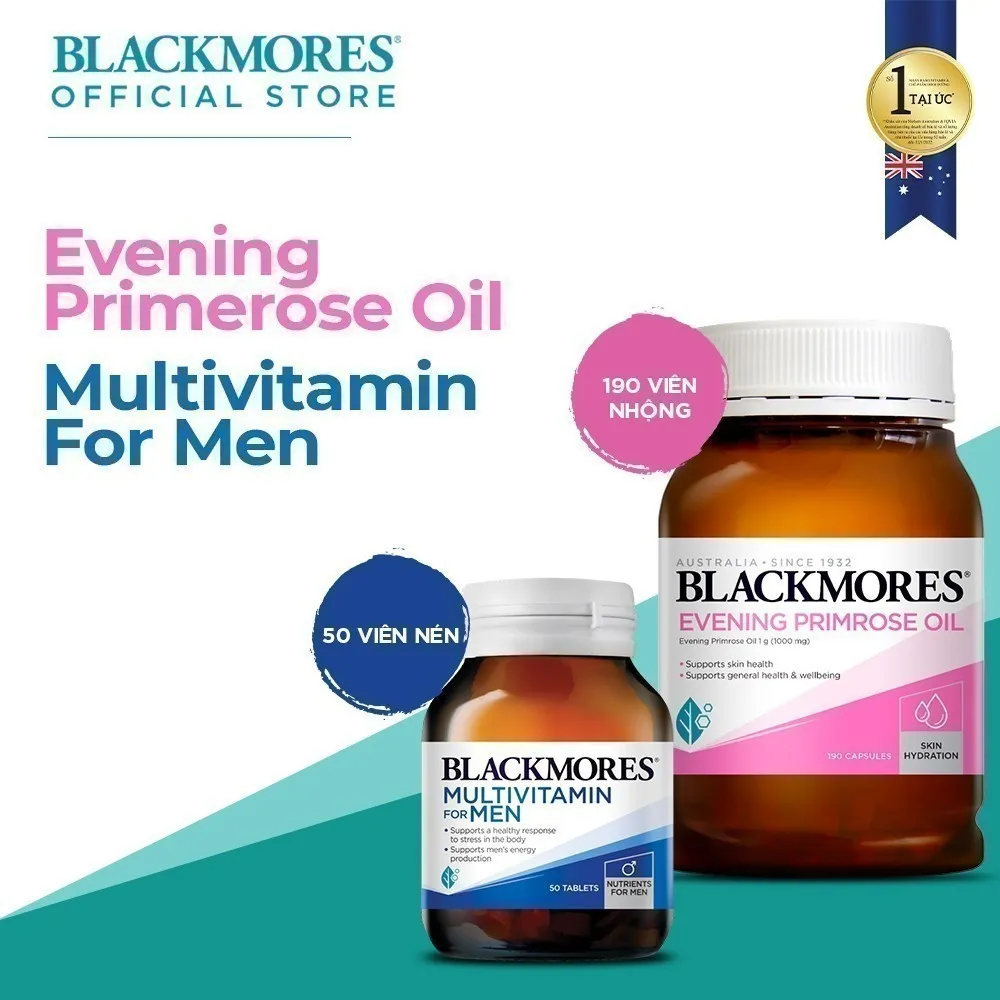 Ảnh Combo Tinh Dầu Hoa Anh Thảo Blackmores Evening Primrose Oil 190v & Vitamin Tổng hợp Blackmores Multivitamin For Men 50v 1