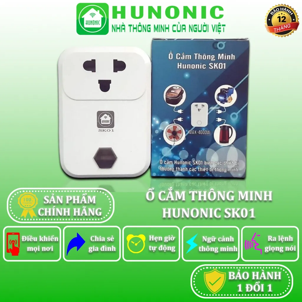 Ảnh COMBO Trường Sa Mua 2 Tặng 1, Ổ Cắm Wifi Hunonic, Đui Đèn Wifi, Tặng Công Tắc Thông Minh Datic Basic - SK01_HNSPWF 2