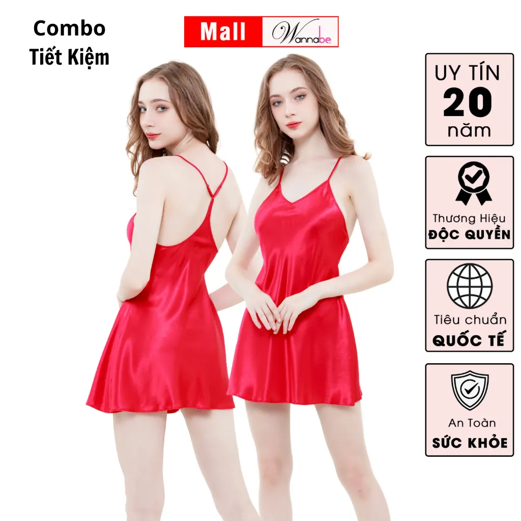 Ảnh Combo váy ngủ lụa mềm mịn WANNABE đầm ngủ quyến rũ từng chi tiết, thanh lịch từng khoảng khắc DNS86 4