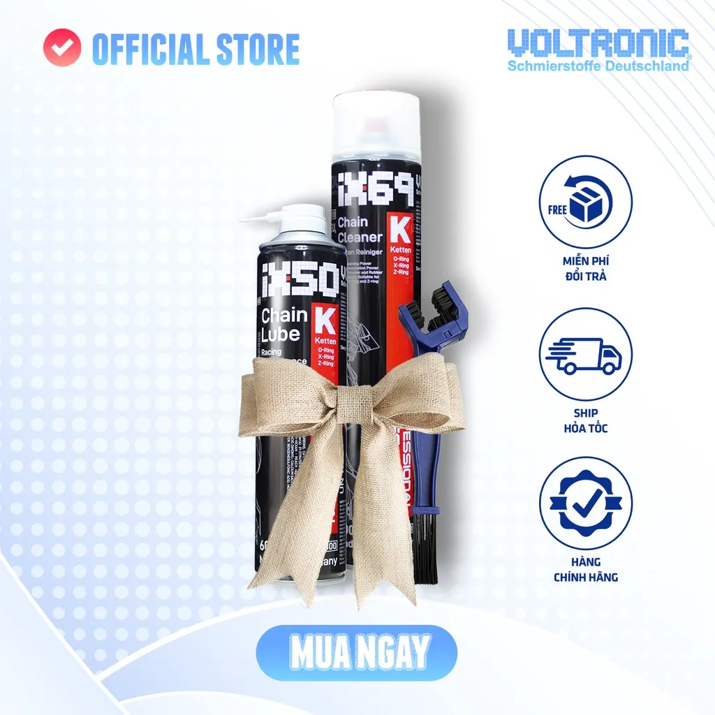 Ảnh Combo vệ sinh- bảo dưỡng sên nhập khẩu Đức VOLTRONIC Ix69+Ix50 (M50 ceramic) + Bàn chải phiên bản Jumbo 1