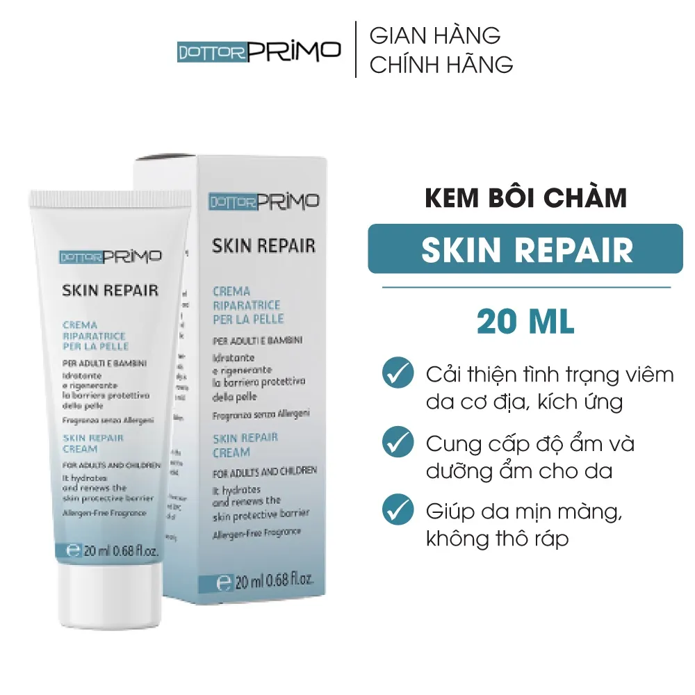 Ảnh Combo Viêm Da Cơ Địa, Eczema, Chàm Da, Nứt Nẻ DottorPrimo Skin Repair 20ml + Emergel 200ml 3