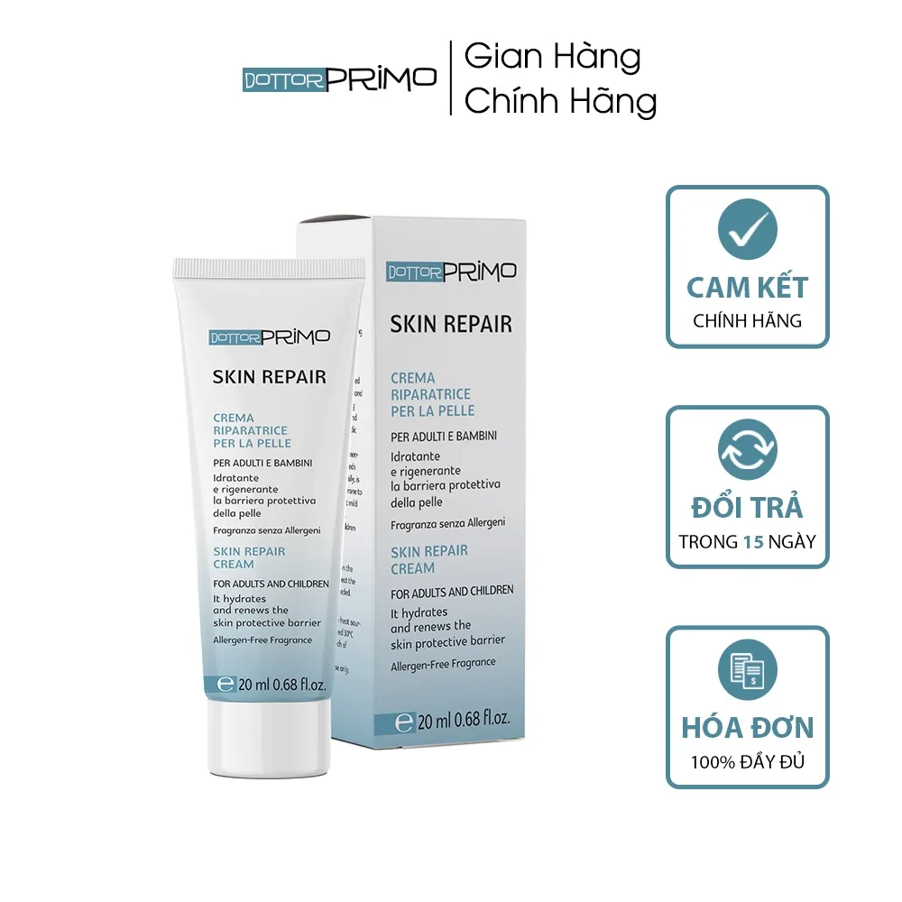 Ảnh Combo Viêm Da Cơ Địa, Eczema, Chàm Da, Nứt Nẻ DottorPrimo Skin Repair 20ml + Emergel 200ml 4