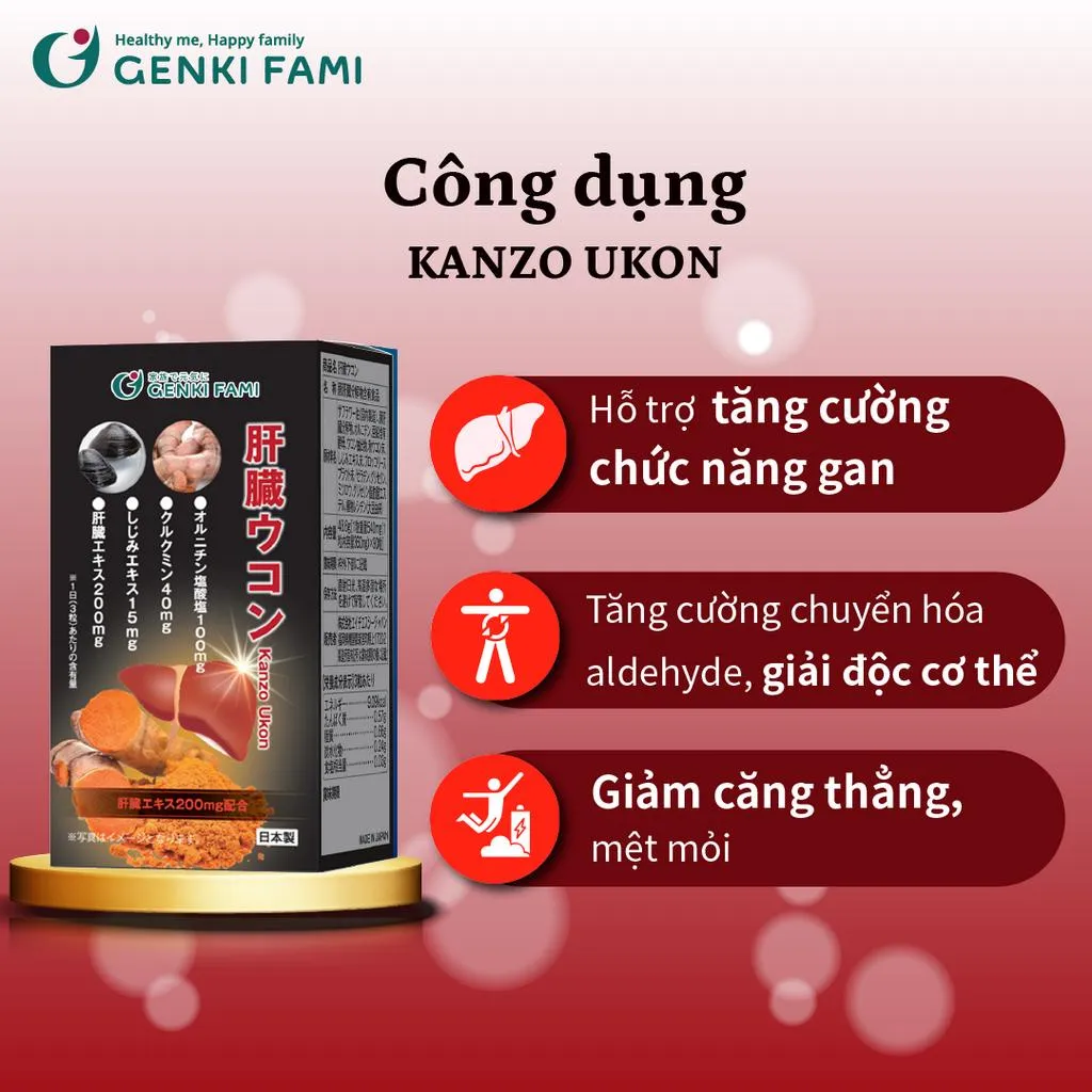 Ảnh Combo Viên Uống Bổ Gan Giảm Mệt Mỏi Kanzo Ukon, Tăng Cường Sinh Lý, Sức Khỏe Nam Supo Maca Genki Fami Nhật Bản 2