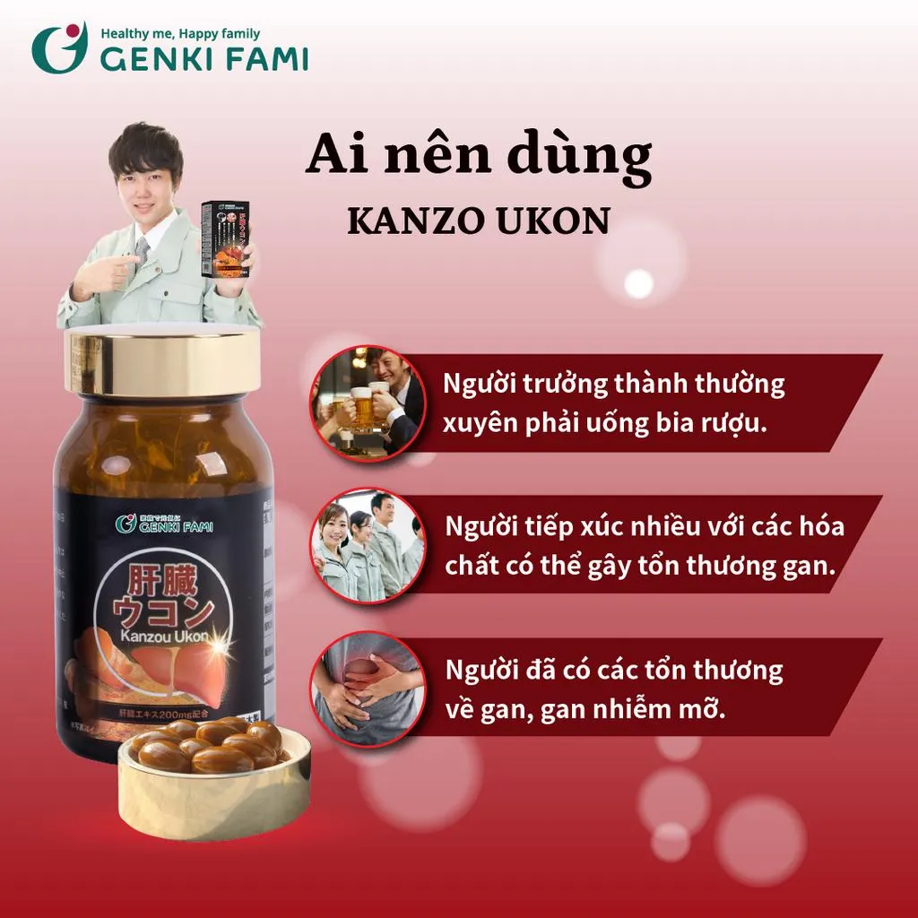 Ảnh Combo Viên Uống Bổ Gan Giảm Mệt Mỏi Kanzo Ukon, Tăng Cường Sinh Lý, Sức Khỏe Nam Supo Maca Genki Fami Nhật Bản 3