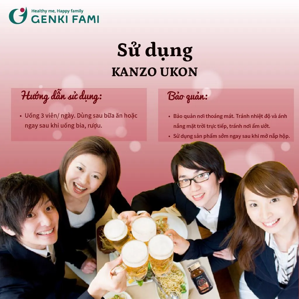 Ảnh Combo Viên Uống Phòng Ngừa Đột Quỵ, Bổ Não Natto Ichou, Bổ Gan, Giảm Căng Thẳng Mệt Mỏi Kanzo Ukon Genki Fami Nhật Bản 4